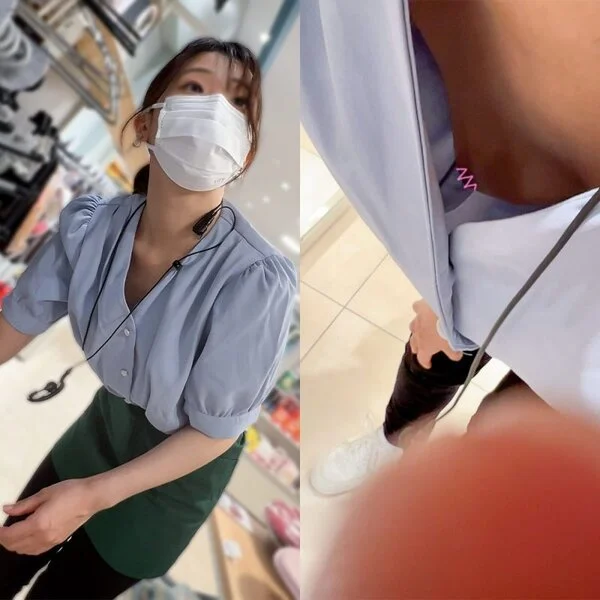 【ノーブラ店員の胸ちら ver.11】〜テキパキ働く色白美乳店員のノーブラ接客〜