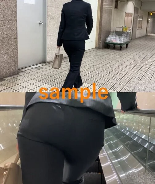 パンツスーツお姉さんにぶっかけ