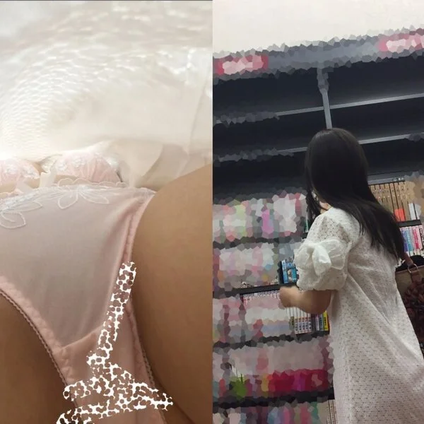 【下から上まで】■■!全部見えの黒髪美女パンチラ!?