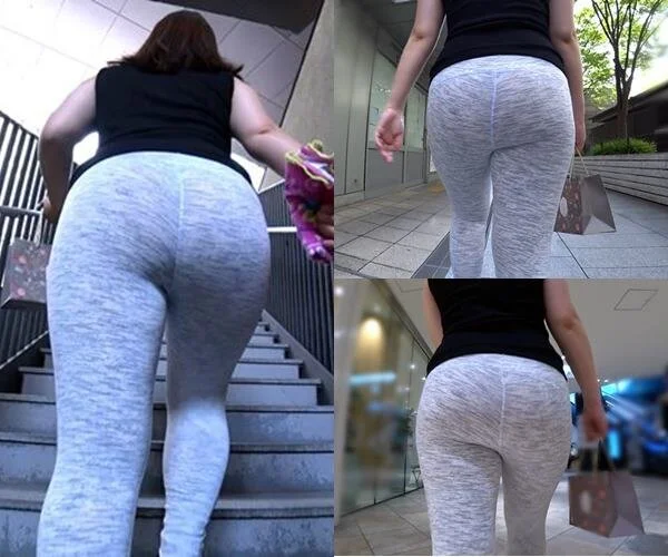 【ヨガパンツが大好き】☆レギンスを最大値まで引き伸ばしてしまう脅威のデカ尻歩行!