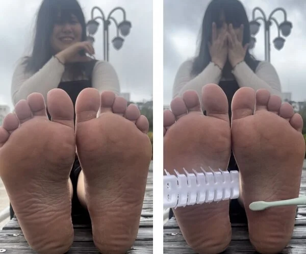 高身長美女25cm足裏くすぐり足ツボグーパー足比べ!5分5秒