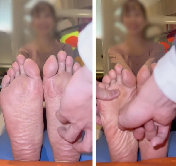 中条あやみ似ネイル美女超ギリシャ型24.5cm足裏くすぐり足ツボグーパー!5分1