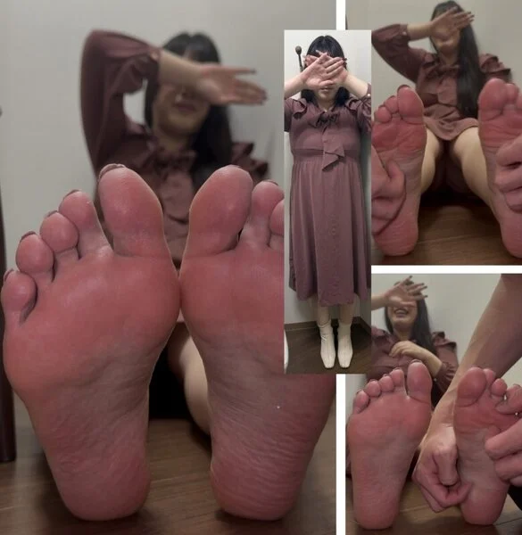 赤フットネイル174cm美女24.5cm蒸れ激弱足裏くすぐり足比べ!5分36秒