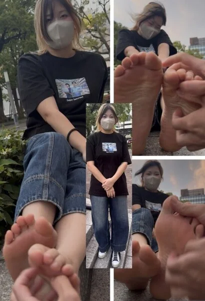 金髪長身美女仕事終わり25cm激弱蒸れ足裏くすぐり両足比べ!5分38秒