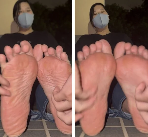 ハーフ系爆乳25cm激弱足裏くすぐり両足比べ!6分17秒