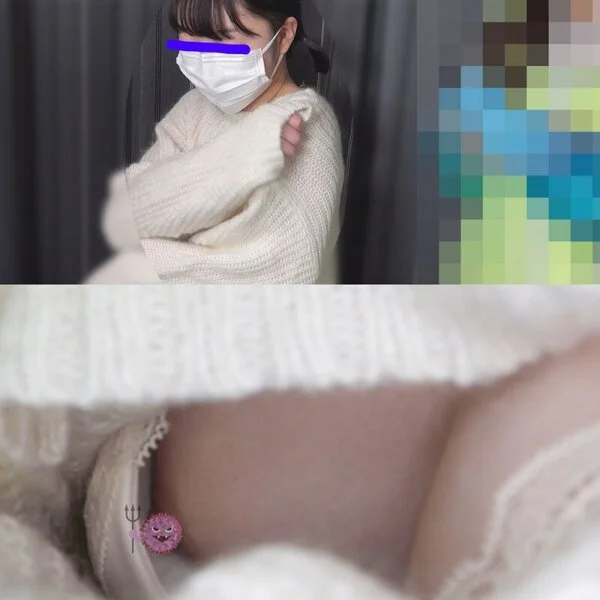 ワクチン接種会場にセーターでお越しの19歳、小さな谷間からコリッとした乳首が浮き