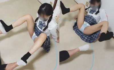 制服で足すもう対決!負けたらお股おっ拡げ～
