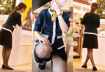 02某携帯ショップ 艶かしい黒ストから透ける水色ショーツ・・親切につけ込み乳首観