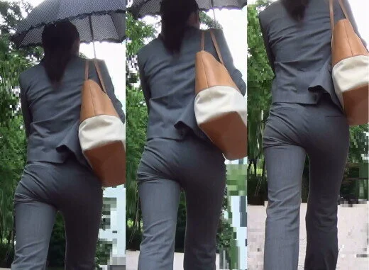 ポニーテールがいい感じのパンツスーツお姉さん