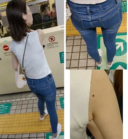脚・尻フェチ スキニーデニムのお尻とワキがエロいお姉さん