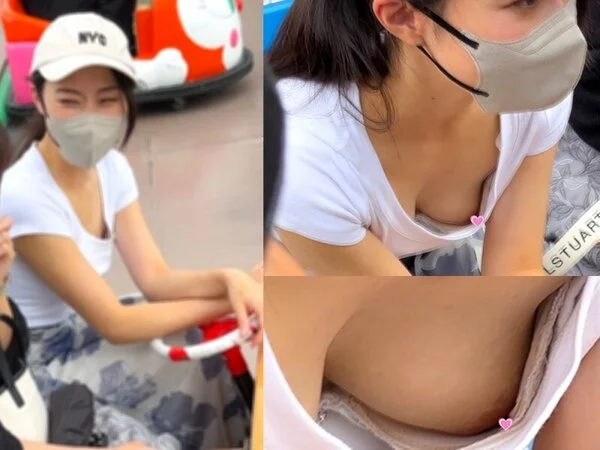胸チラ動画01 ママ友の垂れパイ!!スレンダー美女のスケベな乳輪を激写!