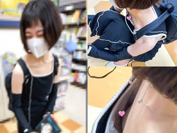 胸チラ動画02 本屋/美人ママの極ゆる乳首胸チラ!!