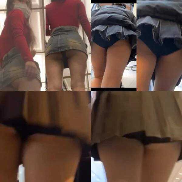 3動画収録:ミニスカで下から見上げたらパンツ丸出しで歩くエロ尻さん!第二弾