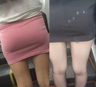 お尻に美脚がエロすぎるOLにぶっかけ悪戯