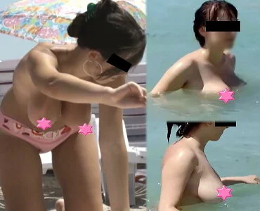 【2本セット】海水浴場で突然ブラを外して SET5 ノーブラ巨乳