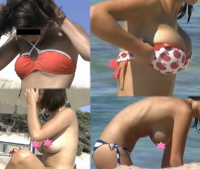 【2本セット】海水浴場で突然ブラを外して SET6 ノーブラ巨乳