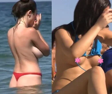 【2本セット】海水浴場で突然ブラを外して SET7 ノーブラ巨乳