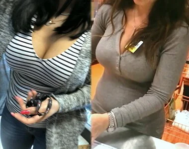 【FHD2本セット】爆乳、乳揺れ店員たち