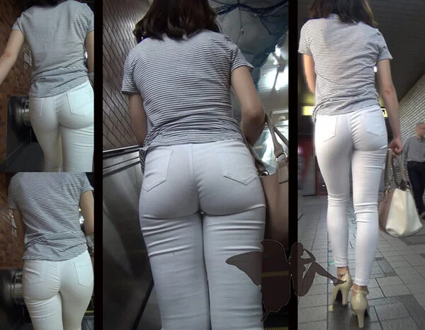 【着衣:白スキニー】お淑やか系ミスコン女王!美人JDが魅せる超神尻の街中ランナウ