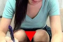 口元も胸元も股間もユルい後輩OLパンチラ&胸チラWチラで乳首見えた!![052]