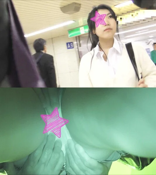 【電車■■】顔出し制服■■★ポニーテール■■■■を前後2名で挟み撃ち★堪えきれず