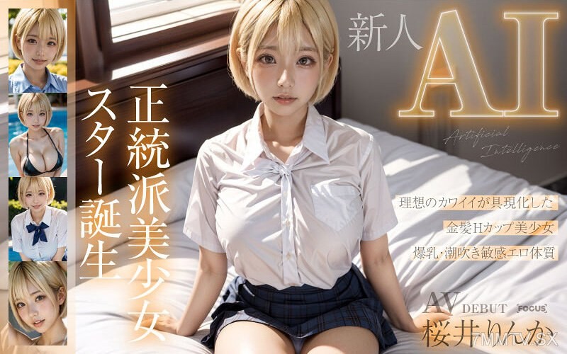[モザイク破壊]AIFOCS-002 【新人AI】正統派美少女スター誕生 金髪Hcup 桜井りんか